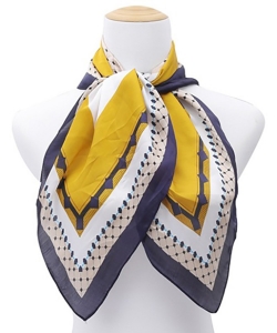 Grid pattern silk scarf SF320169 MUSTARD